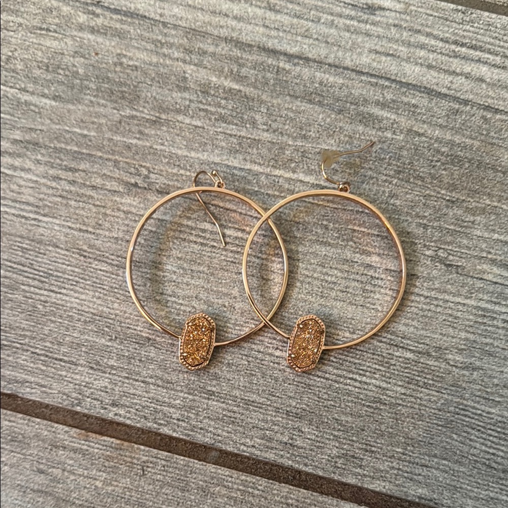 Kendra Scott elora rose gold drusy hoop earrings